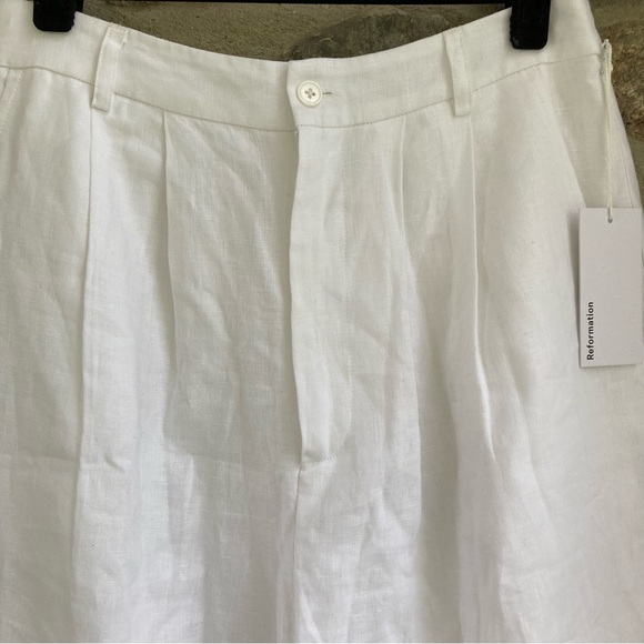 NWT Reformation Vesta Linen Pant In White Women’s 8 - Picture 9 of 16